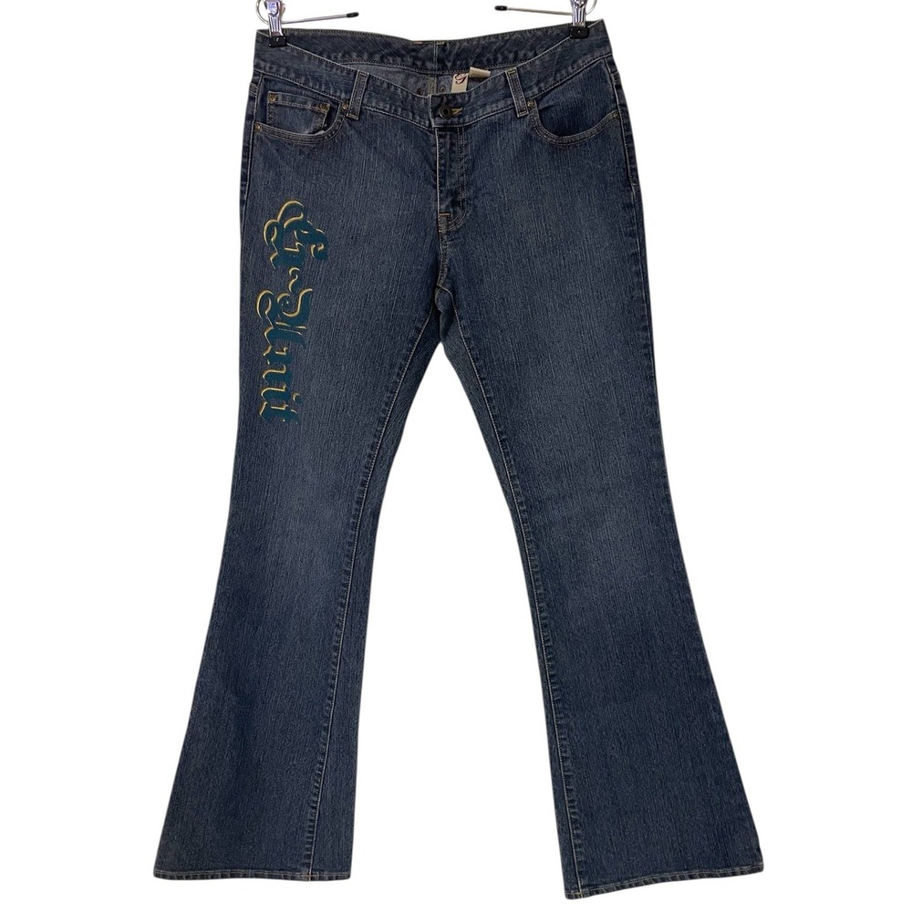 G Unit 50 Cent Womens Spellout G Unit Bootcut Jeans Y2K Streetwear Blue 11 W32